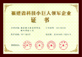 福建省科技小巨人领军企业证书